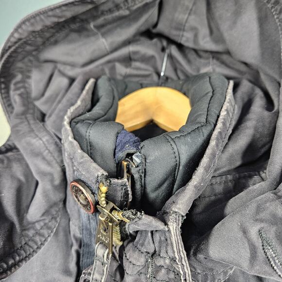 Abercrombie & Fitch Military Jacket Mens M Field Jacket Canvas Blue Heavy Hooded - Picture 3 of 16